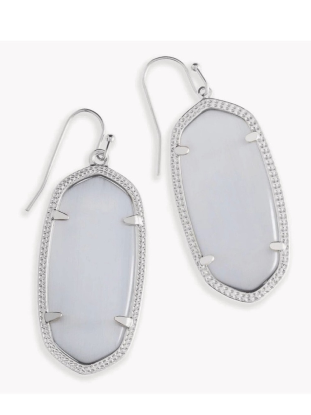 Kendra Scott Elle Slate Cat’s Eye Drop Earrings in Silver Frame